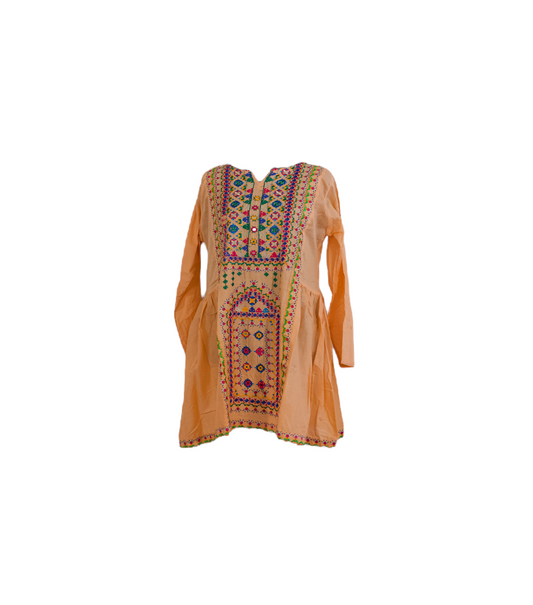 Lawn Embroidered Mirror work Short Frock (2pc)