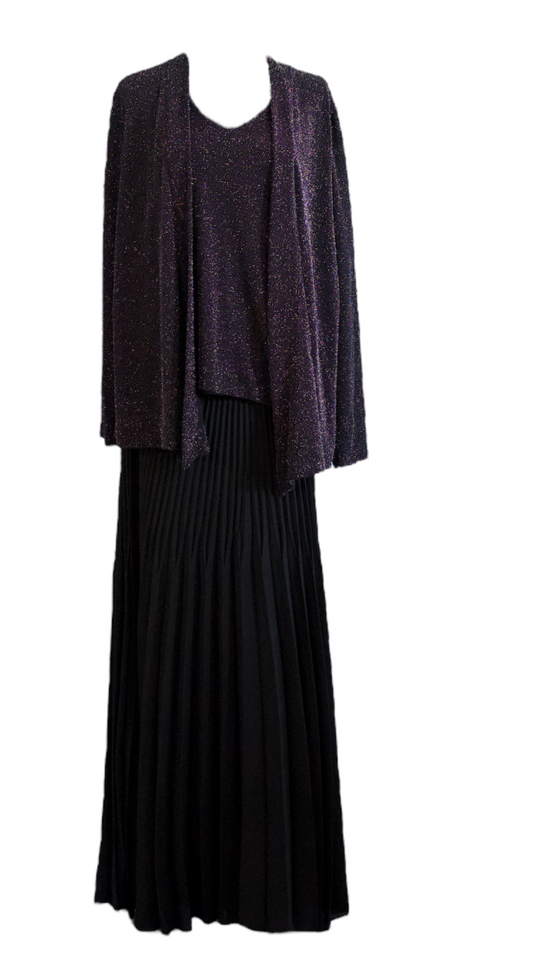 Glittery black Cardigan  (2pc) w / skirt