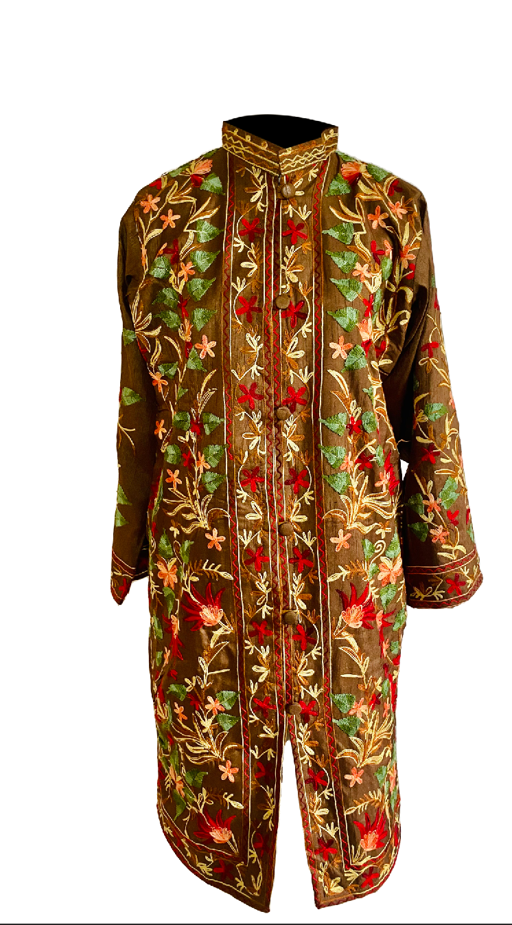 Cream Short Jacket With Floral Kashmiri Embroidery | eBay