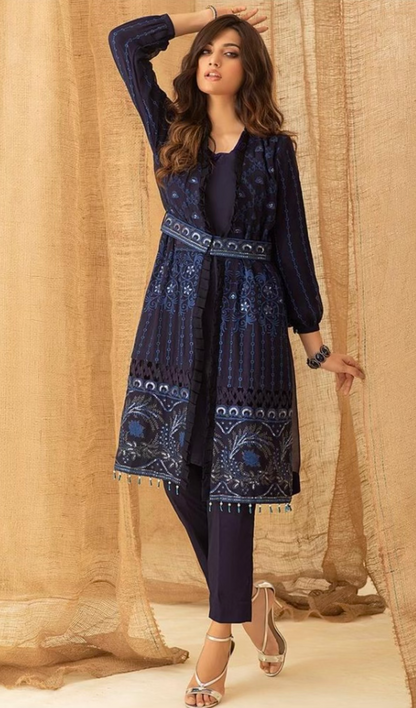 Luxury Blue Embroidery dress